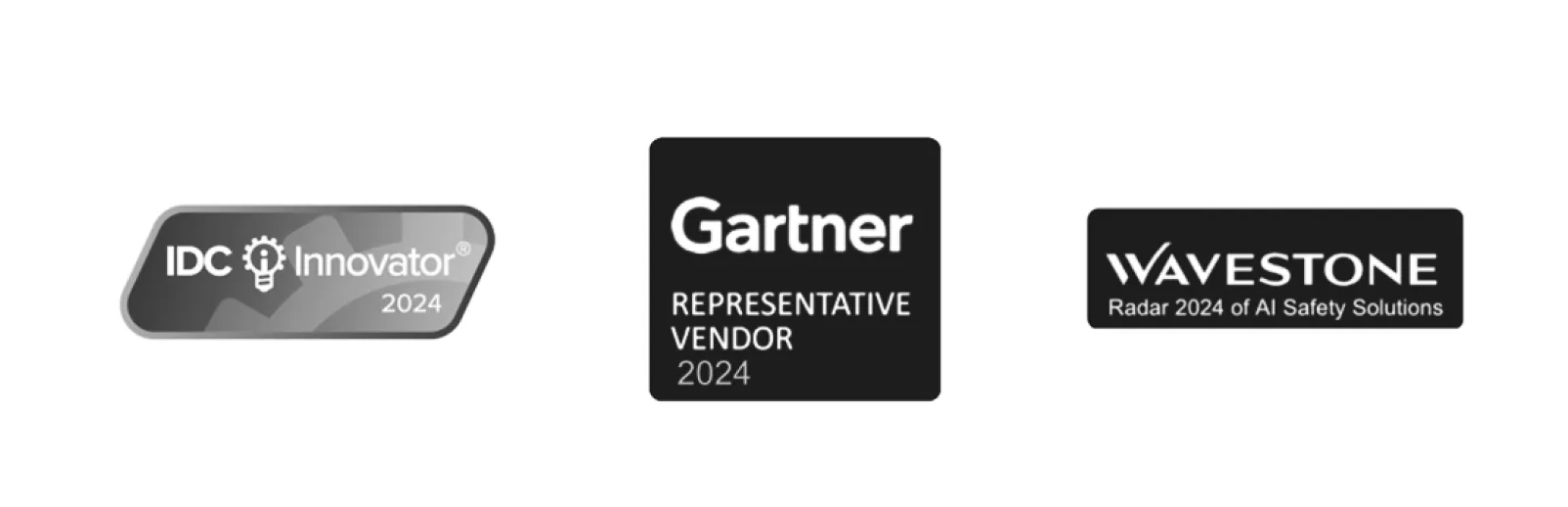 Analyst recognition logos: IDC Innovator, Gartner Representative Vendor, and Wavestone Radar