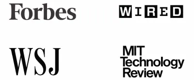 Media recognition logos: Forbes, WIRED, The Wall Street Journal, and MIT Technology Review